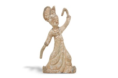 Lot 5 - A POTTERY FIGURE OF A DANCER