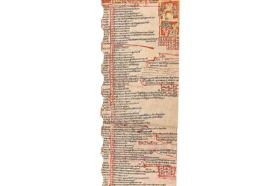 Lot 74 - AN INDIAN ALMANAC SCROLL WITH NUMERICAL CHARTS, AUSPICIOUS BLESSINGS, AND DEITIES