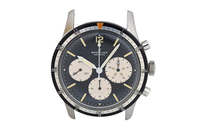 Lot 39 - A RARE MEN'S BREITLING STAINLESS STEEL MANUAL CHRONOGRAPH WATCH.