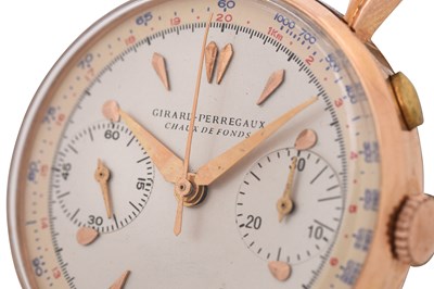 Lot 97 - A MEN'S GIRARD-PERREGAUX 18K ROSE GOLD MANUAL CHRONOGRAPH WRISTWATCH.
