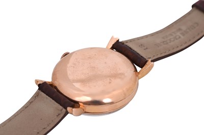 Lot 97 - A MEN'S GIRARD-PERREGAUX 18K ROSE GOLD MANUAL CHRONOGRAPH WRISTWATCH.