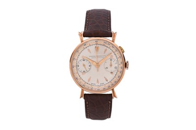 Lot 97 - A MEN'S GIRARD-PERREGAUX 18K ROSE GOLD MANUAL CHRONOGRAPH WRISTWATCH.