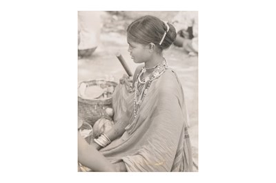 Lot 44 - WOMEN OF INDIA: THREE LARGE BLACK-AND-WHITE PHOTOGRAPHIC PORTRAITS