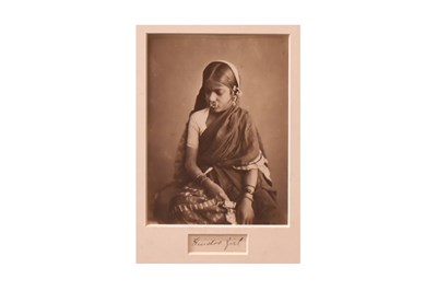 Lot 46 - WOMEN OF INDIA: A BLACK-AND-WHITE PHOTOGRAPHIC PORTRAIT OF A HINDU GIRL